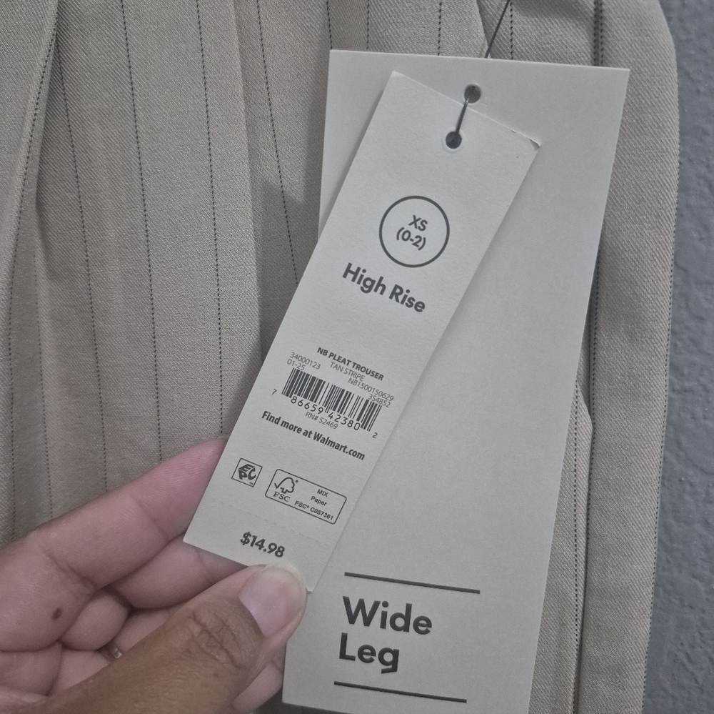 Beige Pinstripe Pants - Picture 3 of 3